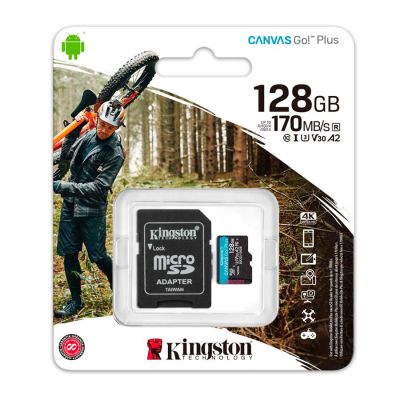 Cartao De Memoria Canvas Go Plus 128gb Classe 10 + 1 Adaptador Sdcg3 Kingston