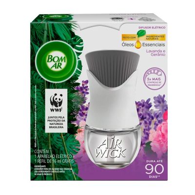 Odorizador Eletrico Lavanda E Geranio Aparelho + Refil 16ml Bom Ar