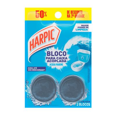Bloco Sanitario Para Caixa Acoplada Acqua Marine C/2 50g Harpic (embalagem Promocional)
