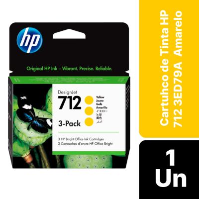 Cartucho De Tinta Hp 712 3ed79a Amarelo C/3 29ml Original