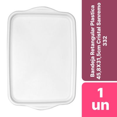 Bandeja Retangular Plastica Casar 45,8x31,5cm Cristal Sanremo 332
