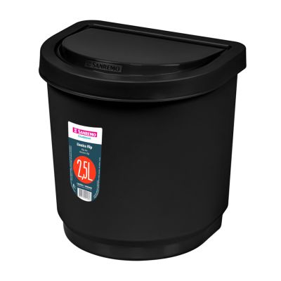 Cesto De Lixo Pia Flip Plástica 2,5l Preta Sanremo Sr2203/20