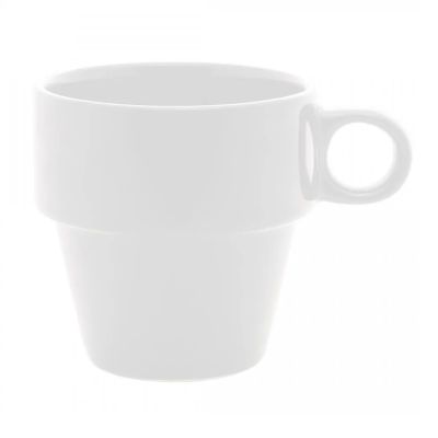 Jogo De Xicara De Cafe Ceramica Empilhavel Branca 90ml C/6 Lyor