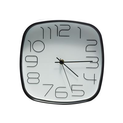 Relogio De Parede Plastico Square Preto/branco 61653 Wolff Www