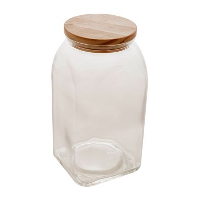 Porta Mantimento Vidro Com Tampa De Bambu 1,4l Lyor