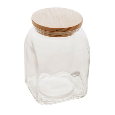 Porta Mantimentos Vidro Com Tampa De Bambu 1l Lyor