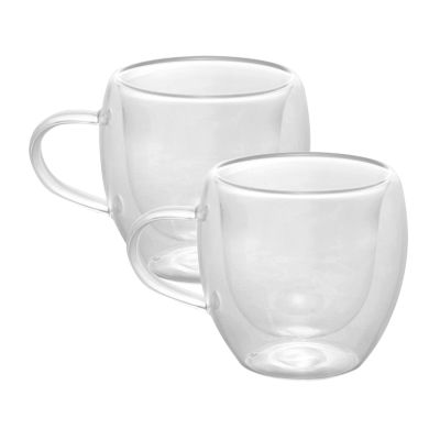 Jogo De Xicara P/ Cafe Parede Dupla Modern Vidro Borossilicato 80ml C/2 Lyor Www