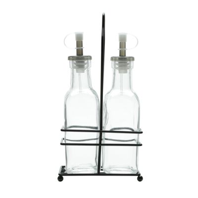 Conjunto Galheteiro Vidro C/ Suporte De Metal Preto 200ml Lyor Www