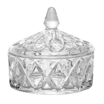 Pote De Vidro Bomboniere Cristal Deli Diamond 13x12cm Lyor