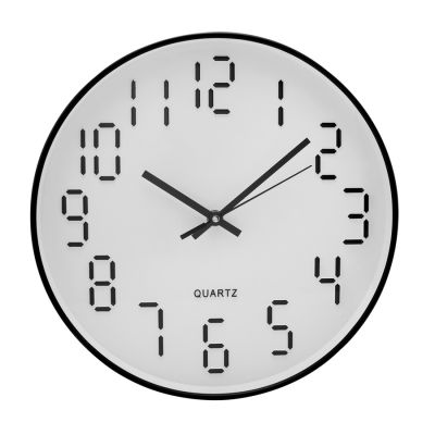 Relogio De Parede Plastico Quartz Branco/preto 27,9x4,5cm Lyor
