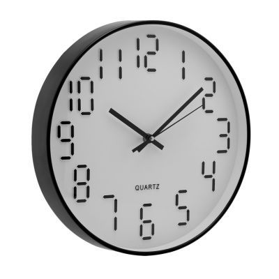 Relogio De Parede Plastico Quartz Branco/preto 27,9x4,5cm Lyor