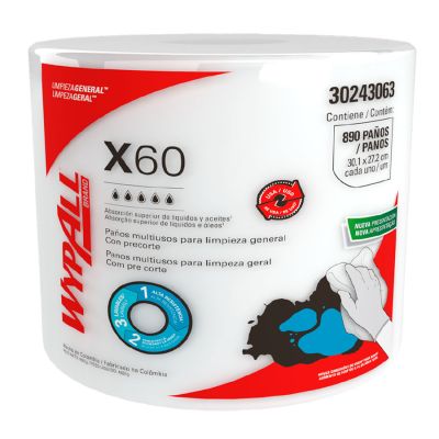 Pano Wiper Wypall X60 Branco 30,1 X 27,2cm C/ 890 Panos 30243063