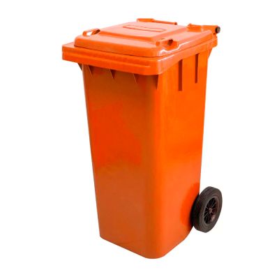 Cesto De Lixo Gari 120l Plastico C/ Roda Laranja Bralimpia