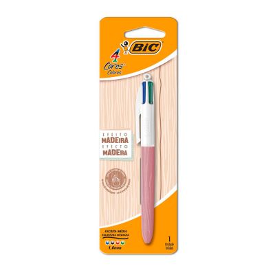 Caneta Esferografica 4 Cores 1.0mm Madeira Bls C/1 Bic Ww