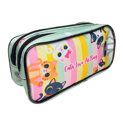 Estojo Escolar Medio Duplo Cats Love Kd-2z-1032 Ac Bag