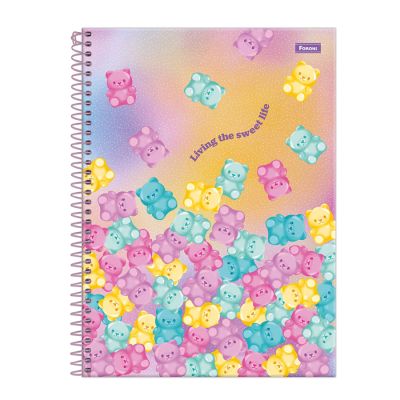 Caderno Universitario Capa Dura 1x1 80 Fls Sugar Rush Foroni
