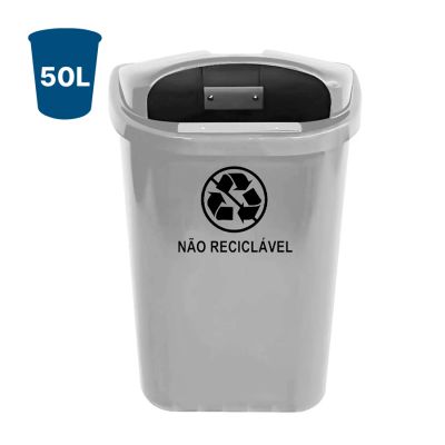 Cesto De Lixo 50l Coleta Seletiva Cinza St6c Jsn