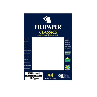 Papel Filicoat A4 180g Branco 50fls Filipaper