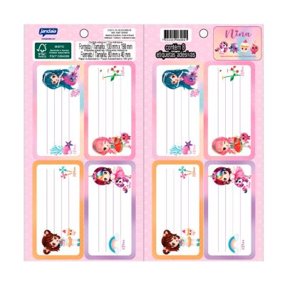 Etiqueta Escolar Nina 40x60 C/8 Jandaia