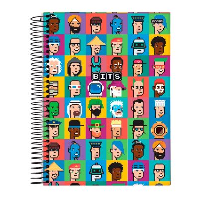 Caderno Universitario Capa Dura 1x1 80fls Bits Jandaia