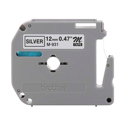 Fita Rotuladora Brother 12mmx8m Prata Escrita Preta M931