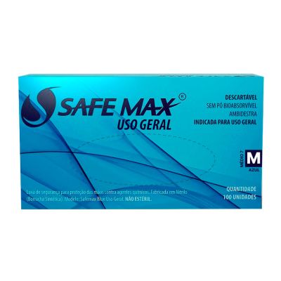 Luva Nitrilica Procedimento Cx C/ 50 Pares Safemax Azul P Supermax (ca 952)