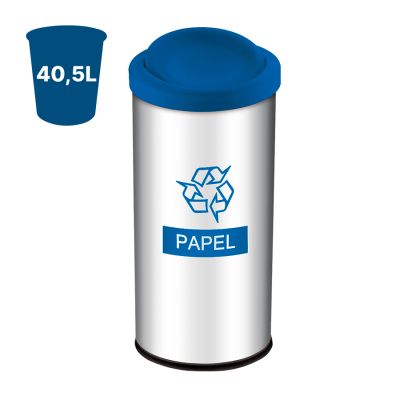 Cesto De Lixo C/tampa Basculante Coleta Seletiva Azul 40,5l Brinox