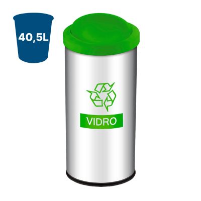 Cesto De Lixo C/ Tampa Basculante Coleta Seletiva Verde Claro 40,5l Brinox