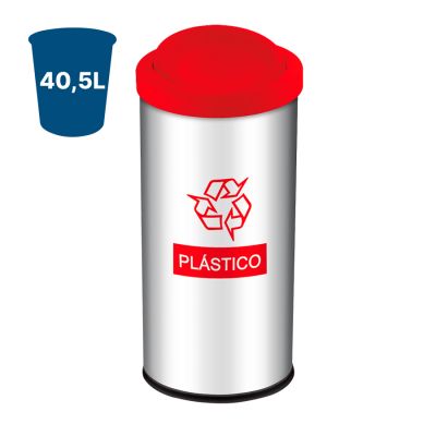 Cesto De Lixo C/ Tampa Basculante Coleta Seletiva Vermelho 40,5l Brinox