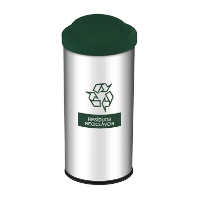 Cesto De Lixo C/ Tampa Coleta Seletiva Basculante Verde 40,5l Brinox