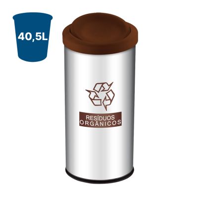 Cesto De Lixo C/ Tampa Basculante Coleta Seletiva Marrom 40,5l Brinox