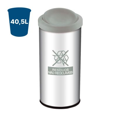 Cesto De Lixo C/ Tampa Basculante Coleta Seletiva Cinza 40,5l Brinox