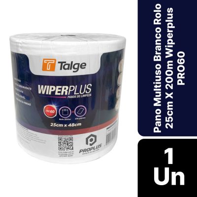 Pano Multiuso Branco Rolo 25cm X 200m Wiperplus Pro60