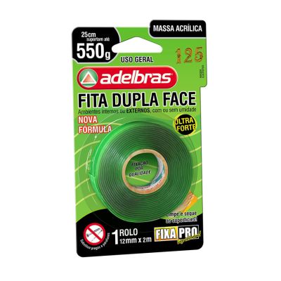 Fita Adesiva Dupla Face 12mm X 2m Massa Acrilica Fixa Pro Adelbras