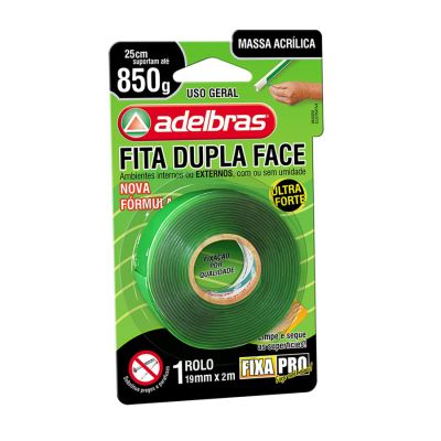 Fita Adesiva Dupla Face 19mm X 2m Massa Acrilica Fixa Pro Adelbras