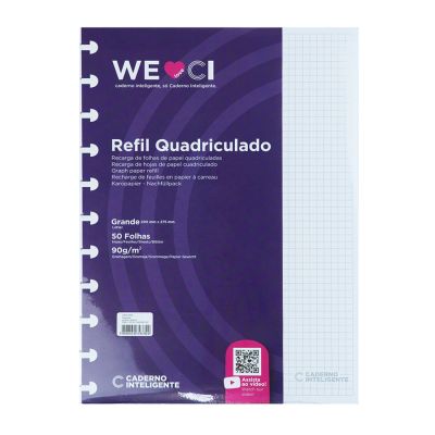 Refil Caderno Inteligente Quadriculado Grande 90g 50fls Cirg4025
