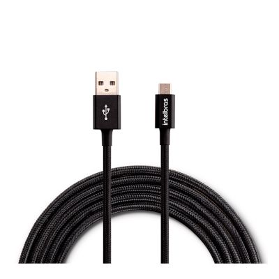 Cabo Para Smartphone Usb Para Micro-usb 1,5m Nylon Preto Euab 15np Intelbras
