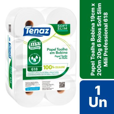 Papel Toalha Bobina 19cm X 200m 20g 6 Rolos Soft Mili Professional 618