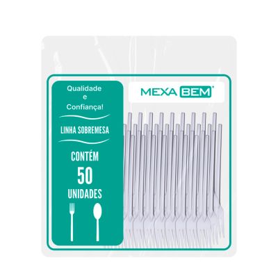 Garfo Descartavel Branco Sobremesa C/50 Mexa Bem