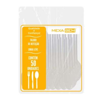 Colher Descartavel Branca Refeicao C/50 Mexa Bem