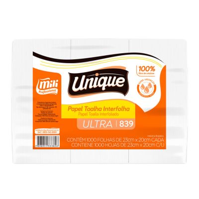 Papel Toalha Interfolhado Branco 23x20cm C/ 1000 Ultra Mili Professional 839