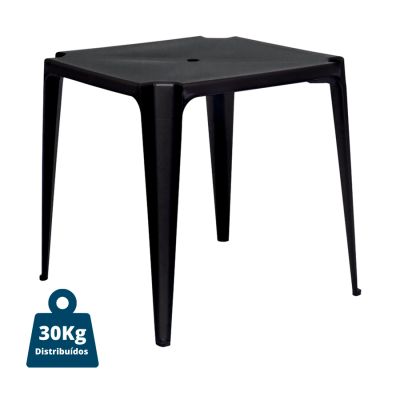 Mesa Plastica Quadrada 70x70cm Preta Mor