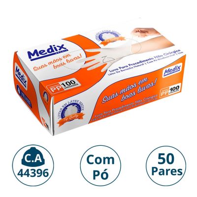 Luva Latex P/procedimento C/po Cx C/50 Pares Pp Medix (ca 44396)