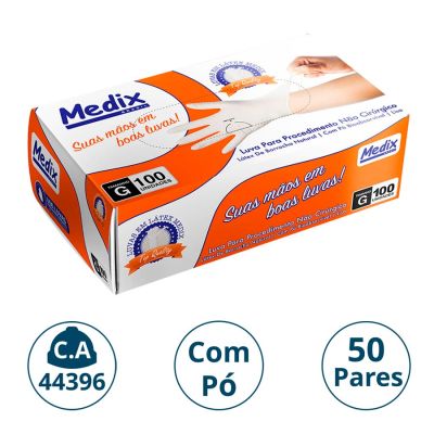 Luva Latex P/procedimento C/po Cx C/50 Pares G Medix (ca 44396)