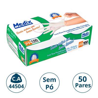 Luva Latex P/procedimento S/po Cx C/50 Pares Pp Medix (ca 44504)