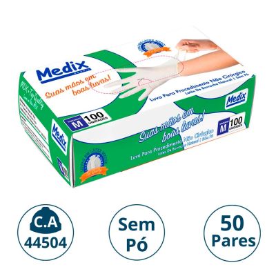 Luva Latex P/procedimento S/po Cx C/50 Pares M Medix (ca 44504)