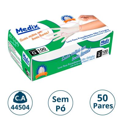 Luva Latex P/procedimento S/po Cx C/50 Pares G Medix (ca 44504)
