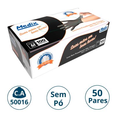 Luva Nitrilica P/procedimento S/po Preta Cx C/50 Pares M Medix (ca 50016)