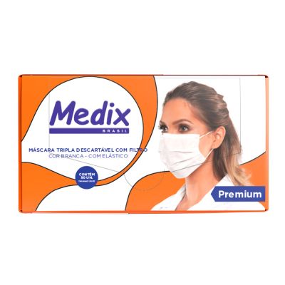 Mascara Descartavel Tripla C/elastico Cx C/50 Um Branca Medix