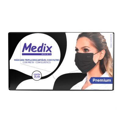 Mascara Descartavel Tripla C/elastico Cx C/50 Un Preta Medix